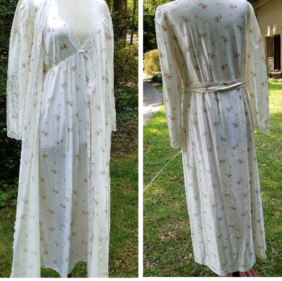 Vintage 70's Floral Robe Tom Bezduda set- Large - Picture 2 of 8